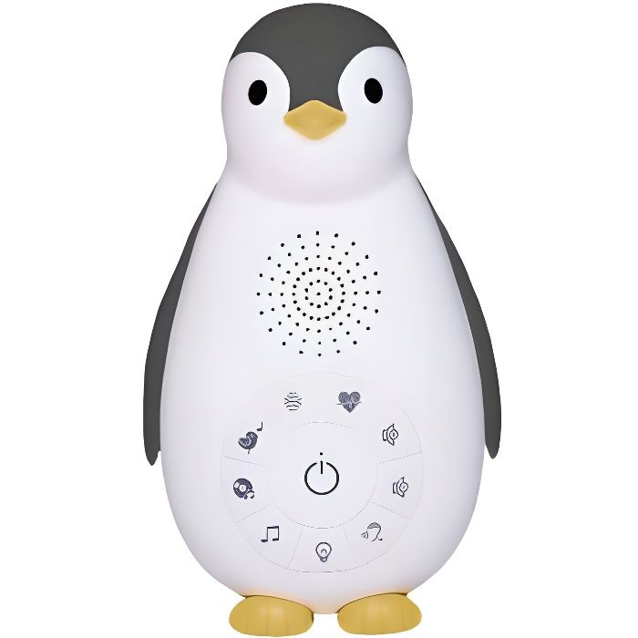 ZAZU Boîte à Musique Veilleuse Bluetooth Zoe Le Pingouin Gris