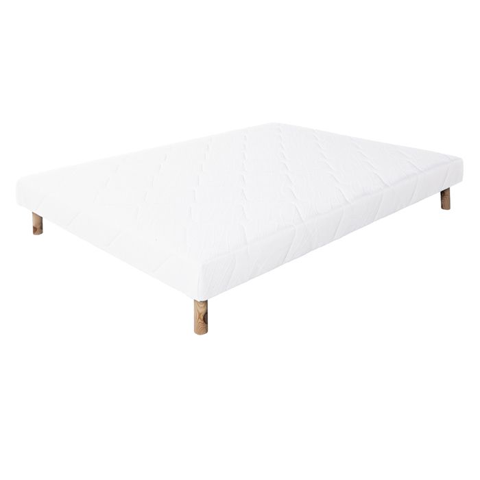Sommier à lattes avec pieds ALICA tapissier en bois massif coloris blanc - largeur 160 x longueur 200 cm Sommier à lattes avec pieds ALICA tapissier en bois massif coloris blanc - largeur 160 x longueur 200 cm