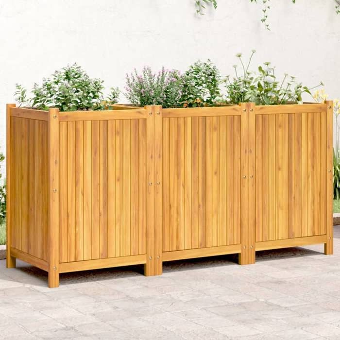 VidaXL Jardinière Bois Pin 70x70x70cm Noir - Bac à Fleurs Extérieur Surélevé
