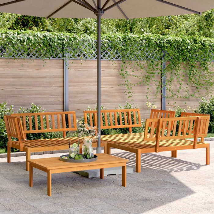 vidaXL Salon palette de jardin 4 pcs bois dacacia massif