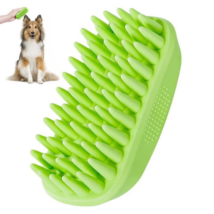 Comparer les prix de Brosse de bain pour chien, fournitures de bain pour chien, brosse à shampoing en silicone pour chiens et chats à poils(vert)