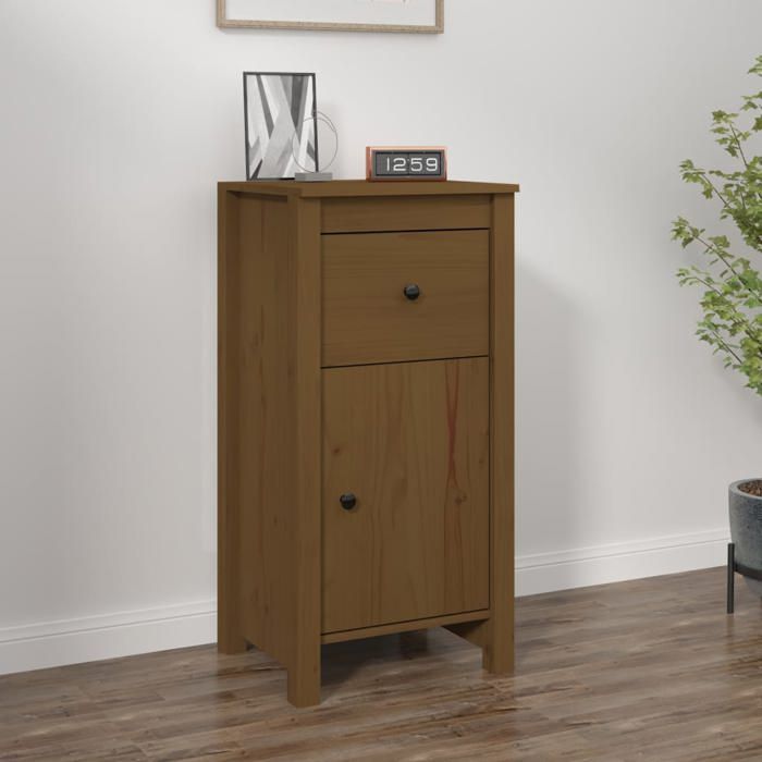 SALE 2025Meuble bas bahut vaisselier - Buffet - Marron miel - 40x35x80 cm - Bois massif de pin 22 Kg 3094