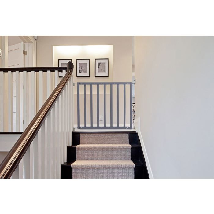 Comparer les prix de Safetots Barrière pour Haut d'Escaliers en Bois, Barrière de Sécurité à Fixation par Vis, 63,5cm – 105,5cm, Couleur Gris