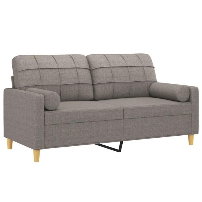Sofa droit fixe - Clic Clac Canapé 2 places avec oreillers décoratifs taupe 140 cm tissu CA1270361