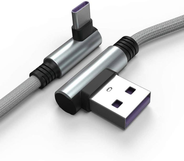 Câble USB C30cm Type C à Angle Droit 90° à Charge et Sync Rapide Compatible avec Huawei P40Moto G9Xiaomi Note 10/11/ProRealme