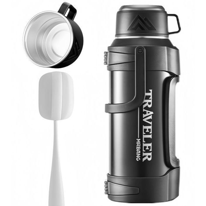 Bouteille Isotherme 2L Inox 316 Gourde Isotherme de Voyage avec