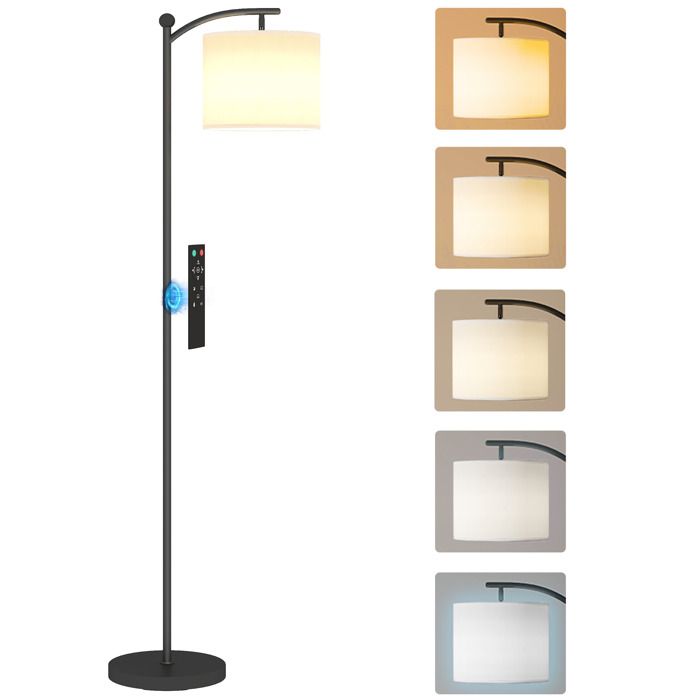Lampadaire - HOMCOM- dimmable 2 températures de couleur - télécommande minuterie de 60 minutes 160 cm - noir