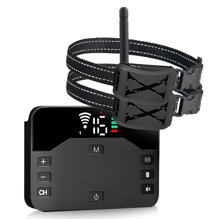 Meilleurs prix pour Clôture Électrique Sans Fil - 2 En1 Clôtures Anti-Fugue pour Chiens - portée contrôlable de 20 à 300 m - IPX65 Étanche - Noir