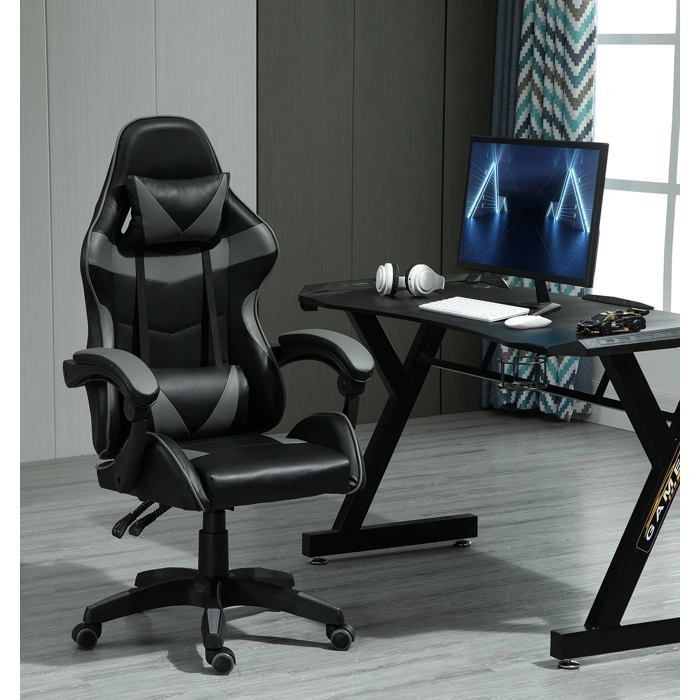 mcc direct Chaise de bureau ergonomique pivotante fauteuil de jeu gris
