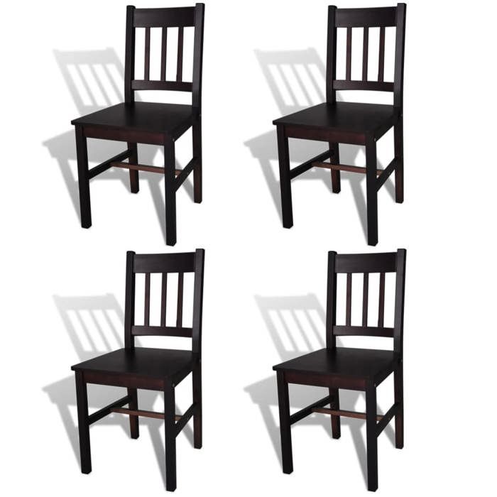 (Brun)Lot de 4 Chaises de Cuisine - SIGNOR - Jusquà 120 kg marron foncé pinède - dintérieur 328538