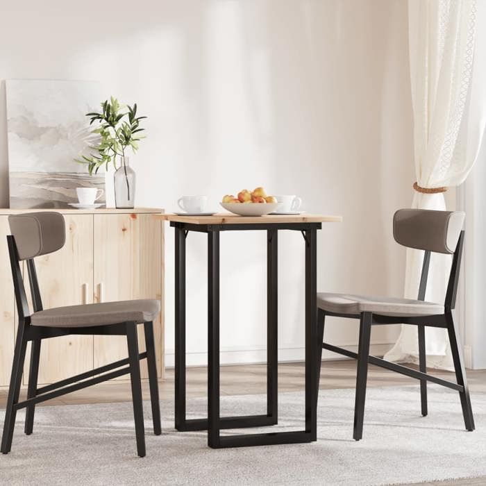 HTG@ Table de cuisine seule - Meuble de cuisine - cadre en O 50x50x75 cm - bois de pin massif acier ##253