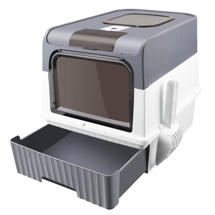 Comparer les prix de Caisse litiere pour ChatBac à litière avec Pelleavec Pack désodorisantBac à litière Noir (49 * 37 * 35cm)