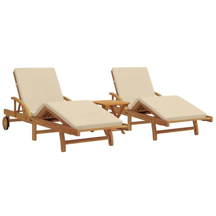 vidaXL Chaise longue avec table Bois massif d'acacia Chaise longue Bois massif d'acacia - vue 7