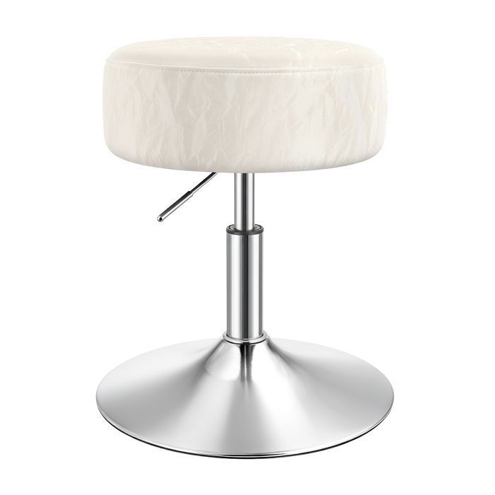 Chaise de Coiffeuse Tabouret de MaquillageRéglable en Hauteur Pivotant à 360° PU Rembourrage Épais Blanc