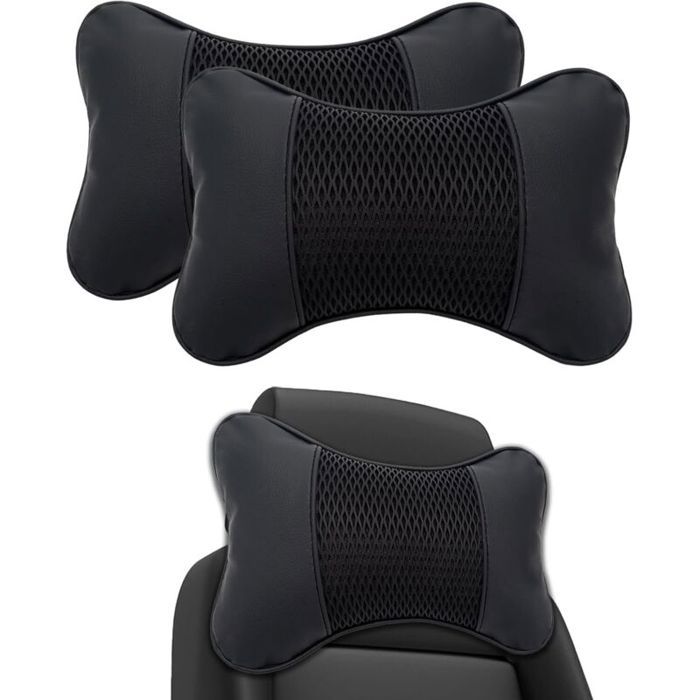 Lot de 2 coussins de siège auto pour appui-tête et nuque (noir)