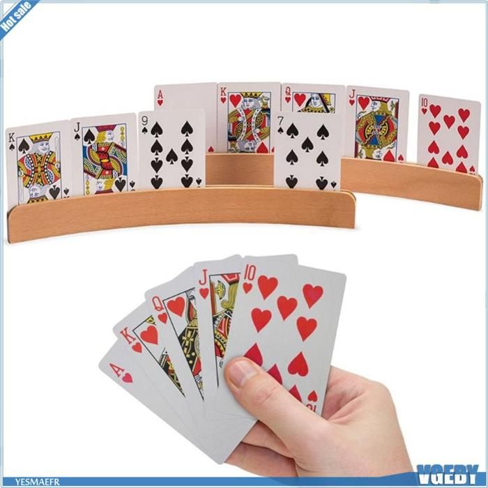 Porte-Cartes à Jouer en Bois - Supports de Poker - 2 Pièces - Mains Libres - Jeux - Jouets