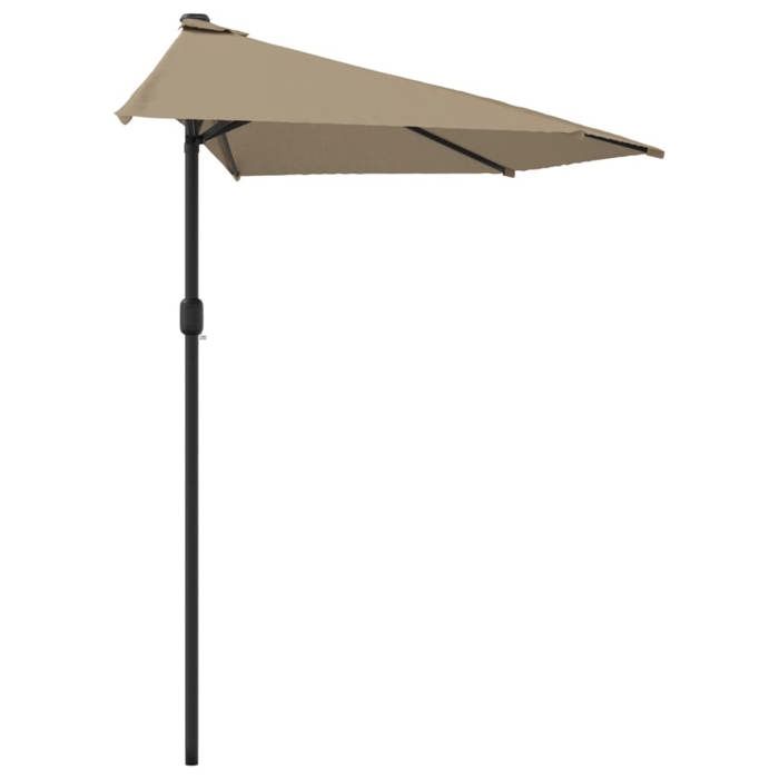 Parasol de balcon demi-ronde - MEUBLECHIC - 300x155 cm - Taupe - Mât en aluminium - 5 nervures en acier