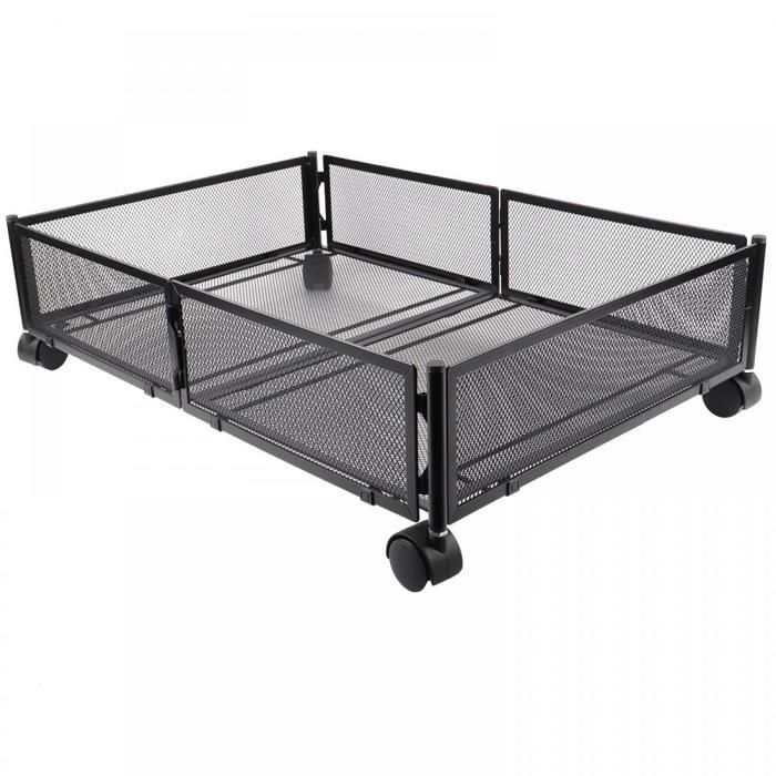 KEDIA Boîtes de Rangement sous Lit avec Roues 60*40*17cm NOIR Acier Étagère de Rangement sous le Lit Robuste et Durable