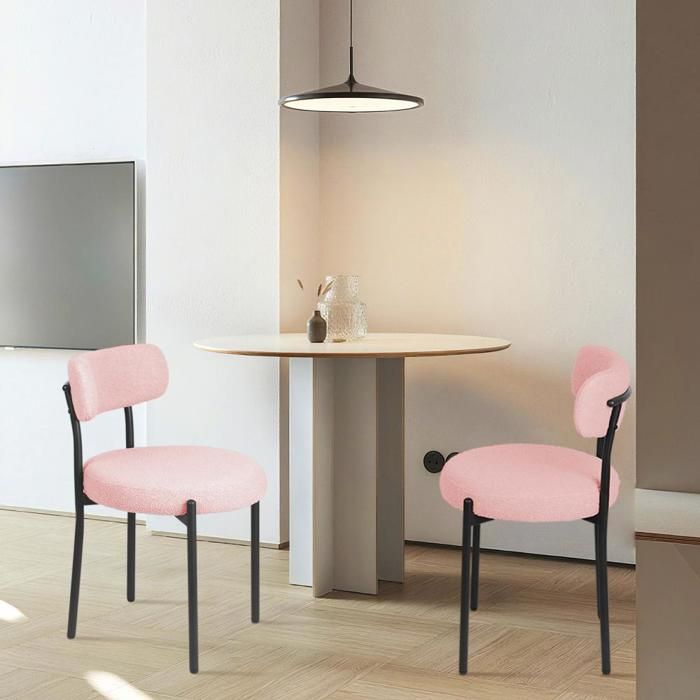 SUPFINE Lot de 2 Chaises de Salle à Manger Chaise Rembourrée en Velours Teddy Convient pour Salle à Manger Salon Chambre