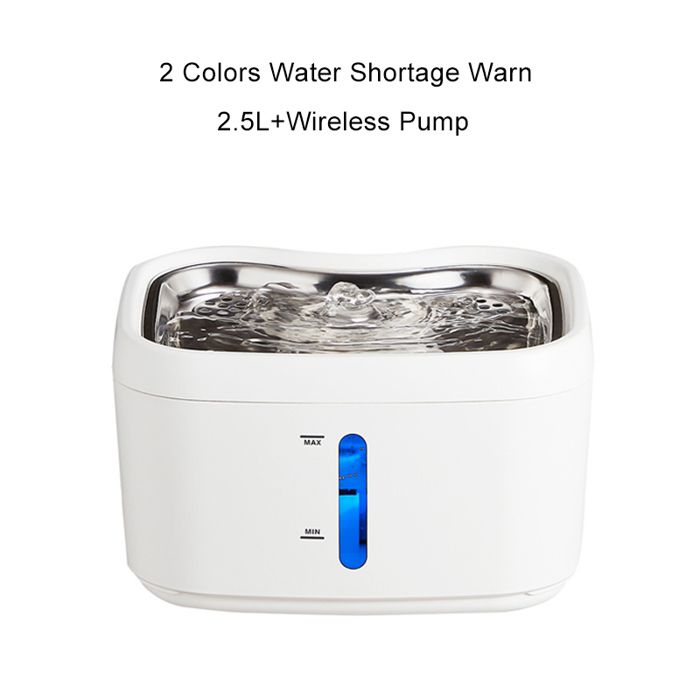 Fontaine à eau pour chat - Phoesky - 2.5L - Sans fil - Fenêtre niveau deau - Lumière LED - Distributeur automatique