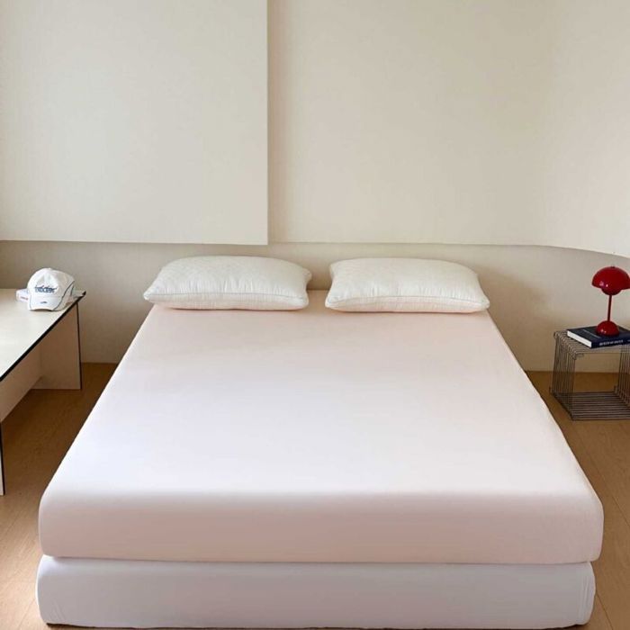Drap housse élastique doux et confortable87 % coton 13 % polyester pink 180 x 200 x 30 cm