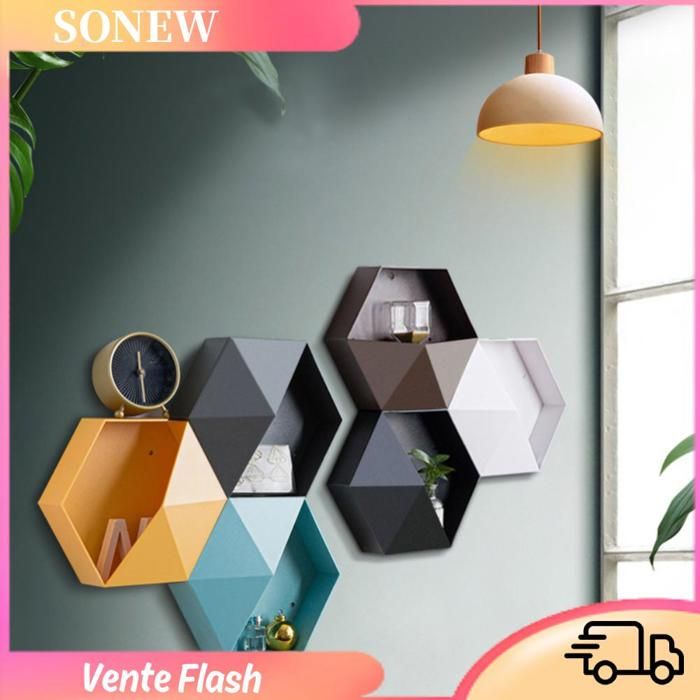 Sonew étagère flottante murale géométrique Étagère Murale Hexagonale étagère De Rangement Géométrique Hexagonale meuble bac