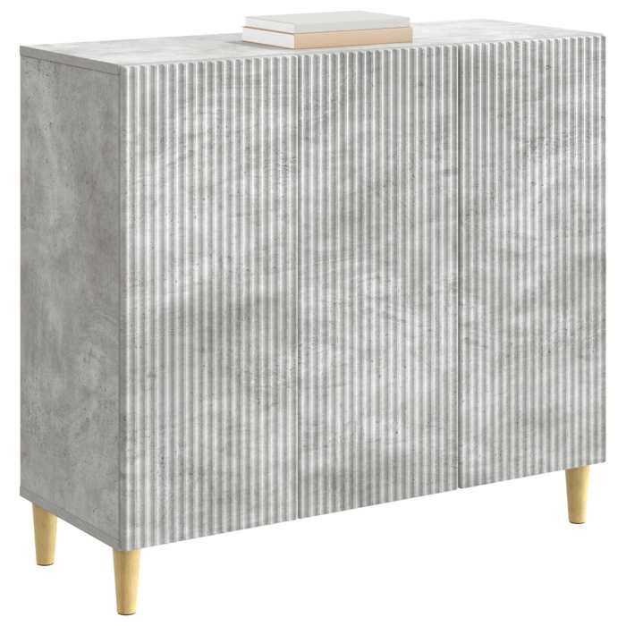 Buffet bas séjour{1 pièce}meuble de rangementdesign épuré Gris béton 89 x 345 x 80 cm Bois dingénierie bun32i63