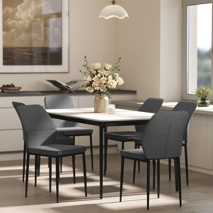 Chaise de salle à manger - Lot de 2 - Velours synthétique gris - Dossier incurvé - Pieds en acier