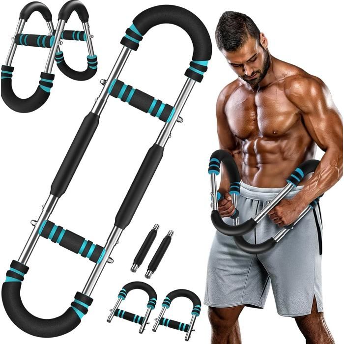Modenuit Appareil de musculation bras et pectoraux pliable résistance réglable 30-50 kg noir et bleu