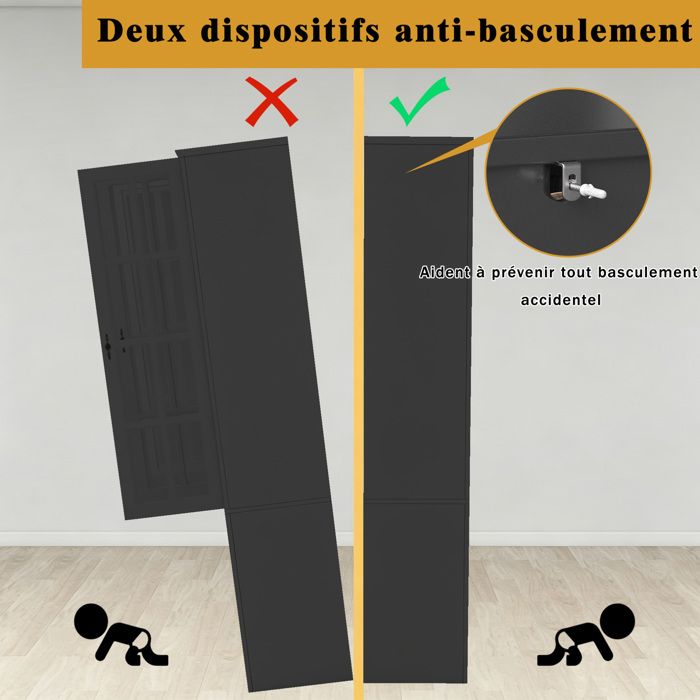 Lot de 2 buffets hauts noirs 140 x 383 x 180 cm avec LED RGB portes vitrées porte-bouteilles et étagères réglables