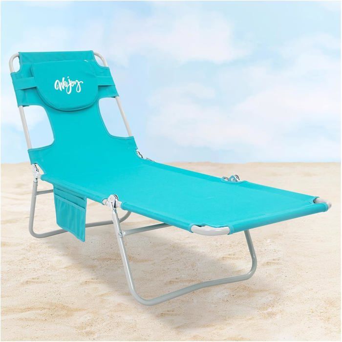 Bain De Soleil Pliable Avec Trou De Visage Pour Lecture Chaise Longue Pliante Avec Dossier Réglable À 5 Positions Transat Inclinab