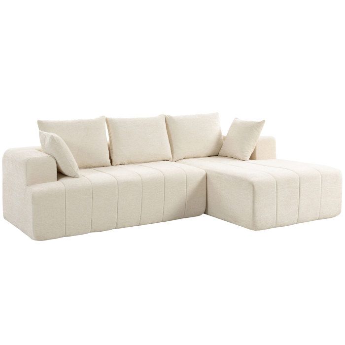 Canapé dangle 3 places - HOMCOM - canapé-lit avec méridienne - assise et accoudoirs larges - chenille - 256 x 158 x 85 cm - beige Canapé dangle 3 places - HOMCOM - canapé-lit avec méridienne - assise et accoudoirs larges - chenille - 256 x 158 x 85 cm - beige