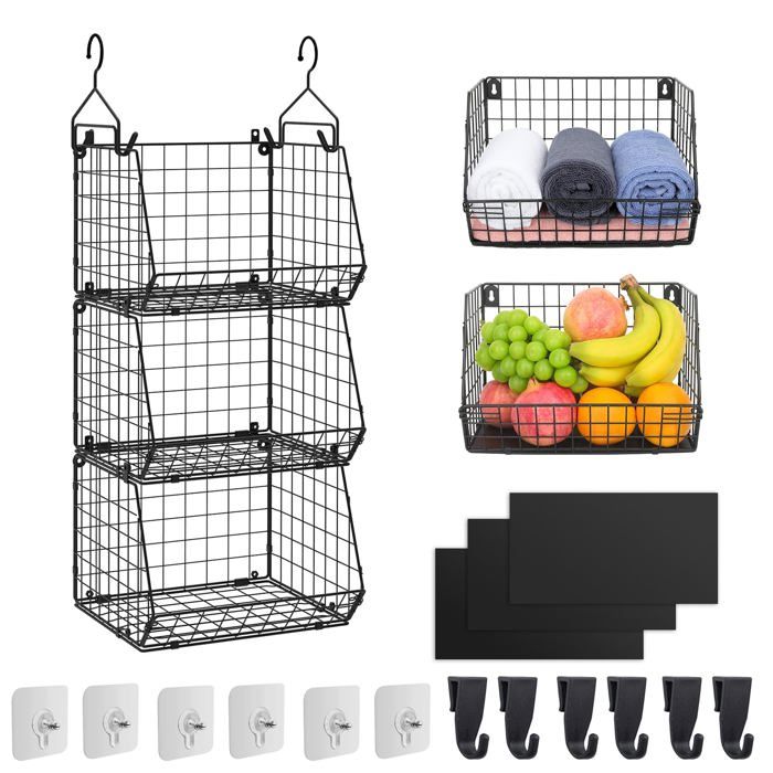 Cbeille a Fruit Panier fruit et Legumes Rangement Suendu Etagere Suendue 3 ux Murale Suendue Range Rangement Gr DESSERTE DE CUISINE