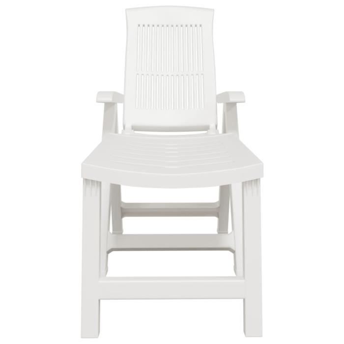 Chaise longue - AKOZON - Blanc - Pliable - Dossier réglable - Résistante aux intempéries