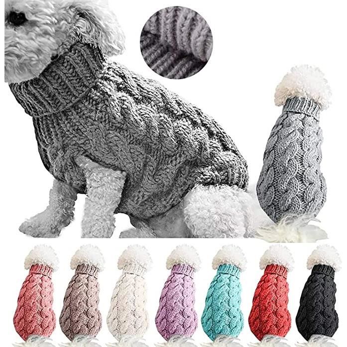 Meilleurs prix pour Pull pour Chien à Col Roulé Gris - ZGEER - Automne/Hiver - Tricoté - Chaud et Doux