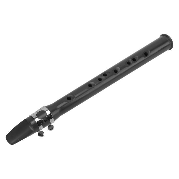 Mini Saxophone de poche noir en Sib avec embout Alto doré 2 anches