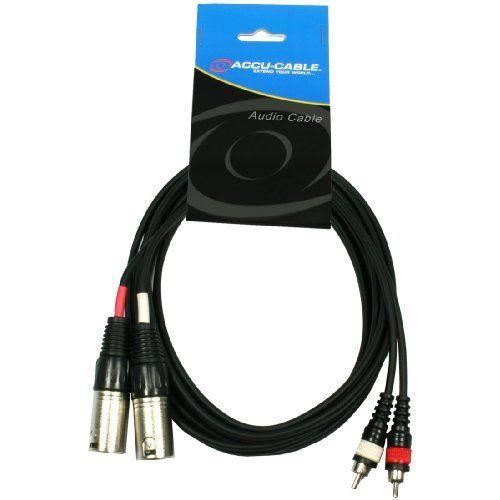 Accu Cable Câble adaptateur 2 prises XLR mâle vers 2 prises RCA phono 5 m