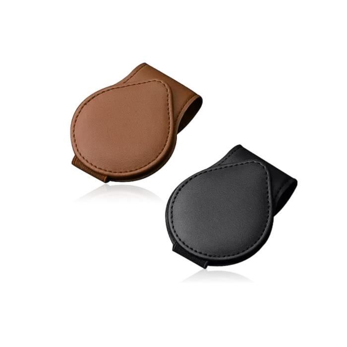 Support Magnétique Pour Lunettes De Soleil Pare-soleil Voiture - En Cuir, Avec Poche Pour Cartes Et Stylos