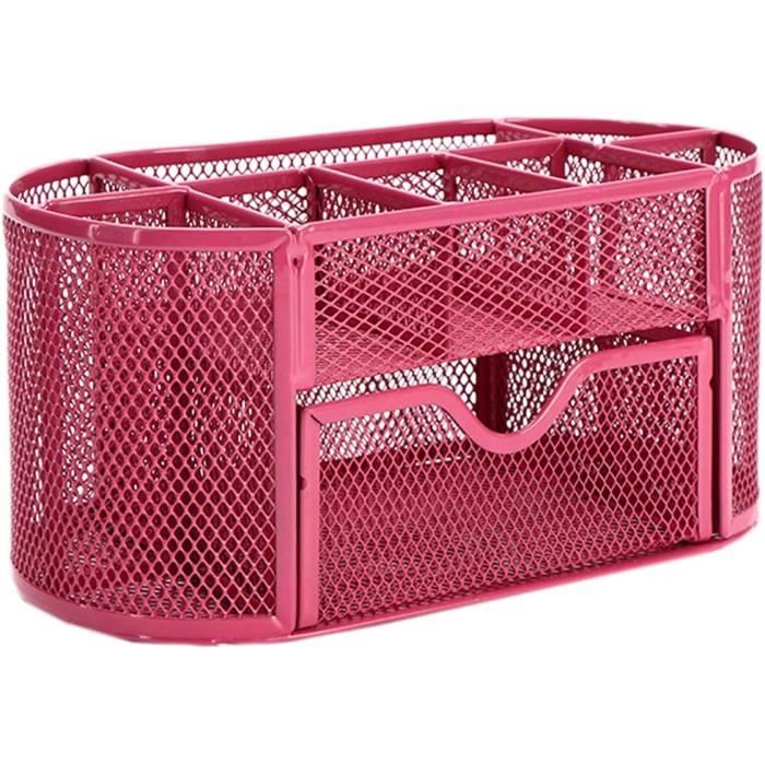 Boîte de rangement - Organisateur - Métal - Rose - 30x17x17cm