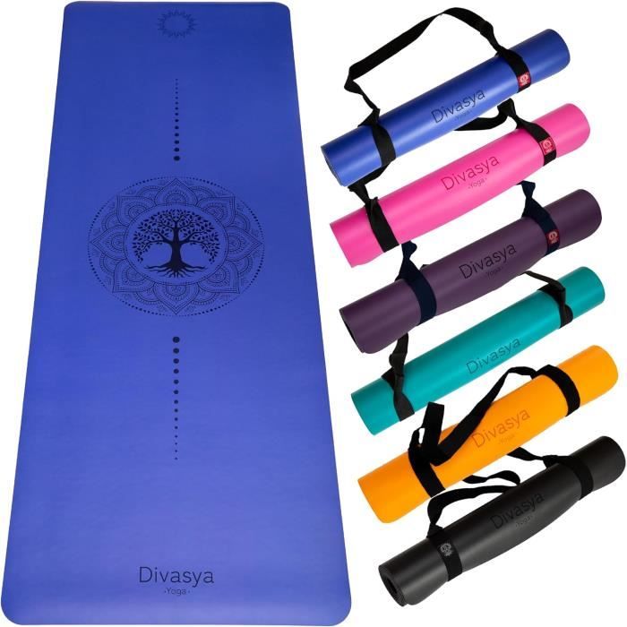 Tapis De Yoga Antidérapant En Caoutchouc Naturel - 4 Mm - Alignement Du Corps Inclus - Vert