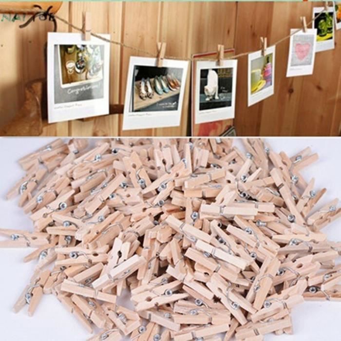 Pince à linge,Mini pinces à linge en bois colorées, 20 pièces, épingles