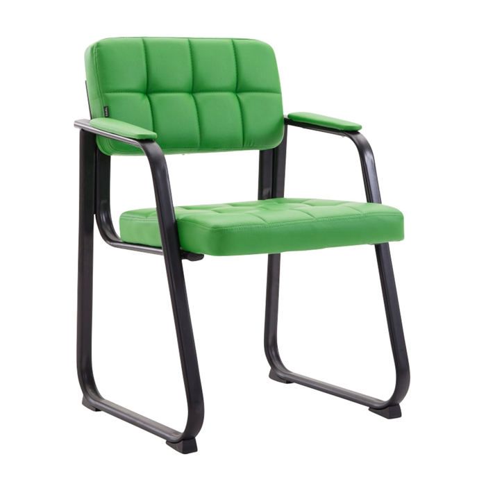 Chaise visiteur fauteuil de bureau sans roulette synthetique vert BUR10227