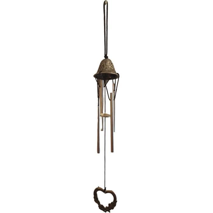 Mobile à vent en métal sculpté en forme de cœur - Décoration de maison - Fait à la main
