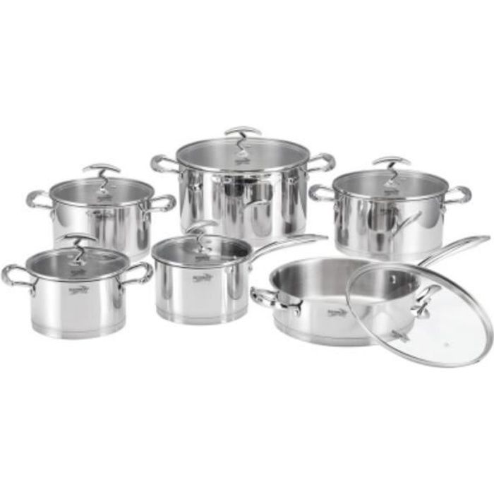 Haussmann Heritage Batterie De Cuisine 12pcs En Acier Inox Avec Couvercles En Verre Tous Feux Dont Induction Hm 1239 Achat Vente Batterie De Cuisine Haussmann Heritage Batte Cdiscount
