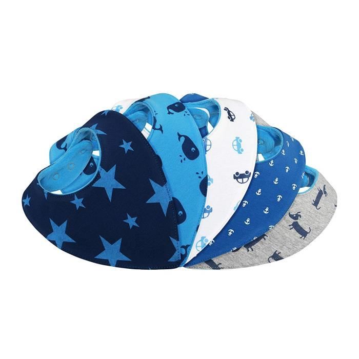 Bavoir Bandana Bebe Garcon Lot De 5 Double Coton Eponge Et Polaire Triangle Pression Mixte Bleu Marine Blanc Avec Motif Cdiscount Puericulture Eveil Bebe