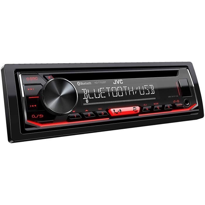 JVC KD-T702BT Autoradio CD Bluetooth avec Tuner Audio Haute Performance USB et Spotify Control Rouge 4 x 50 W