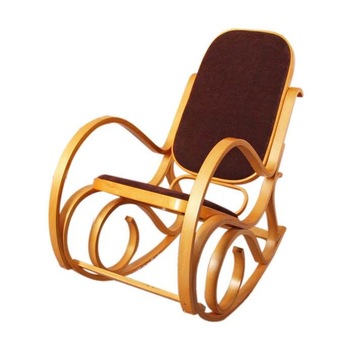 Rocking-chair fauteuil à bascule M41 ~ imitation chêne tissu marron Rocking-chair fauteuil à bascule M41 ~ imitation chêne tissu marron