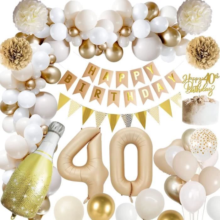 Or Pailleté Que les Quarante Sont avec Toi Banner - Fournitures de Fête de 40e Anniversaire pour Hommes Ou Femmes, Décor de Fond de 40e Anniversaire Pré-Enfilé, Décoration de Fête de Célébration