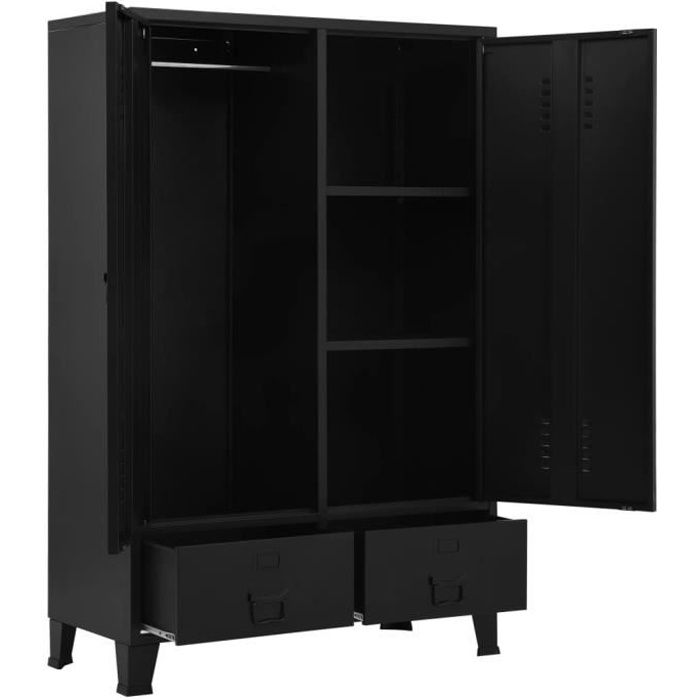 Armoire Metallique De Bureau Avec Un Grand Compartiment Avec Une Penderie Et 3 Petits Compartiments 90x40x140 Cm Noir Achat Vente Meuble Classement Garde Robe Noir 90x40x140 Cm Soldes