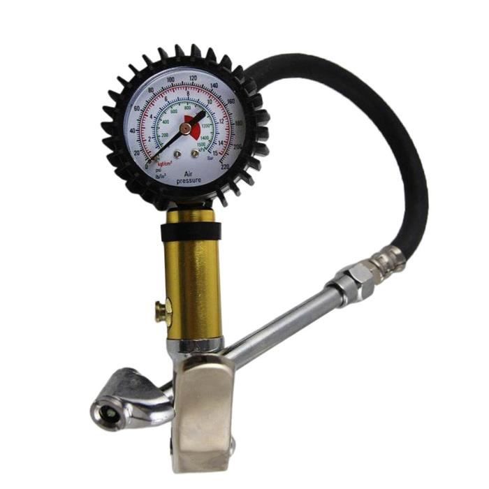 Mandrin Droit Gonfleur De Pneu Avec Manomètre - Buse En Acier Compatible Valves Européennes Et Japonaises - Pour Voiture - 5